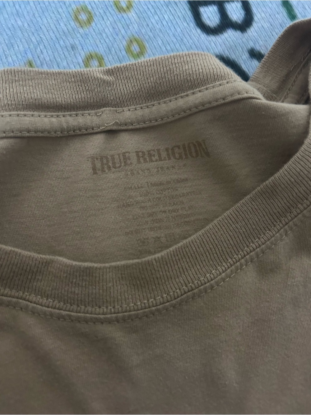 True Religion Short-Sleeve Crew Neck T-Shirt in Olive Green